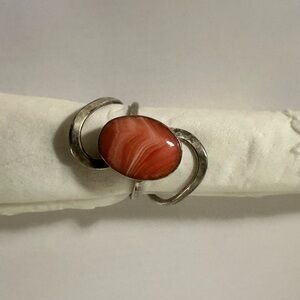 Silver and Red Stone Women's Ring